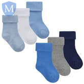 Baby Boys 3 Pack Plain Turn Over Socks (44B961) (Baby Socks) Tick Tock